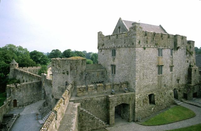 View of Cahir Castle from along the castle walls