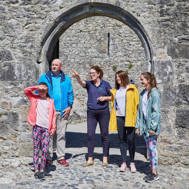 a family get a guided tour