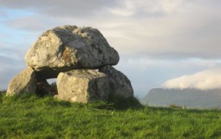 Carrowmore with a cloud covered Ben Bulben in background