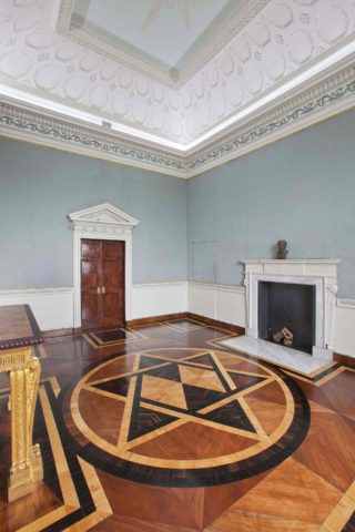 Blue Saloon with inlaid marquetry floor
