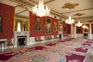 Chandeliers hanging in the Dublin Castle Drawing Room