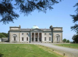 View of Emo Court entrance from treecover