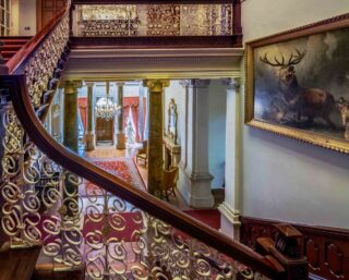 The ornate staircase in Farmleigh House