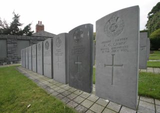 Close-up of gravestones at Grangegorman Cemetery