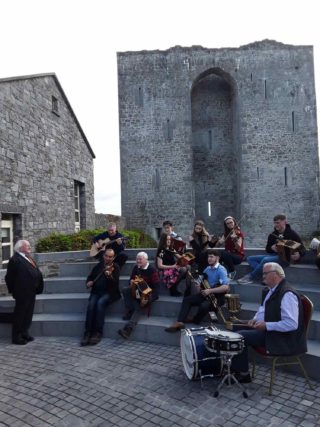 Musicians playing outside Listowel Castle
