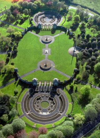 Aerial view of war memorial gardens