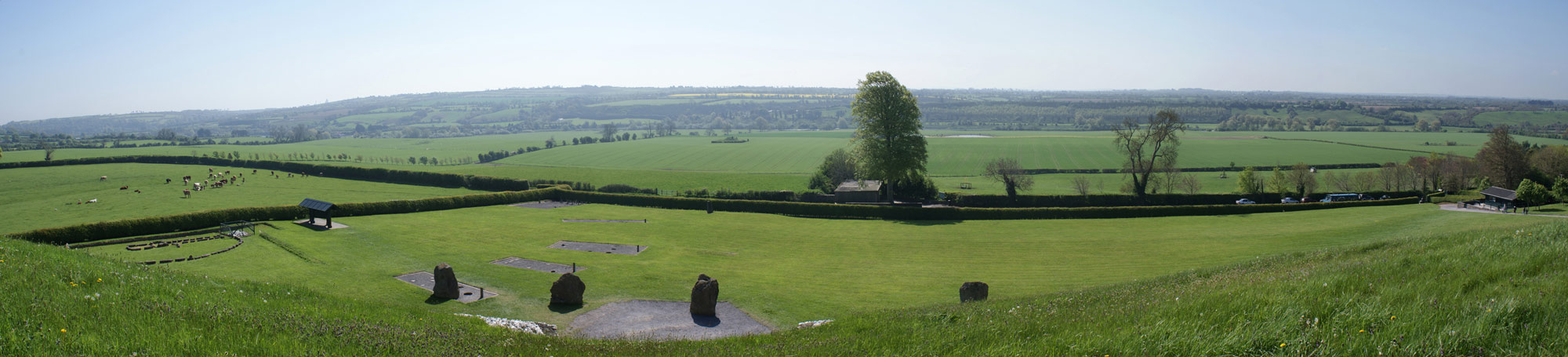Panoramic view from the passage tomb at Newgrange.