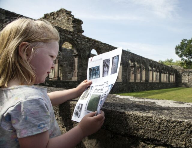 Young Girl on educational trip to Jerpoint Abbey