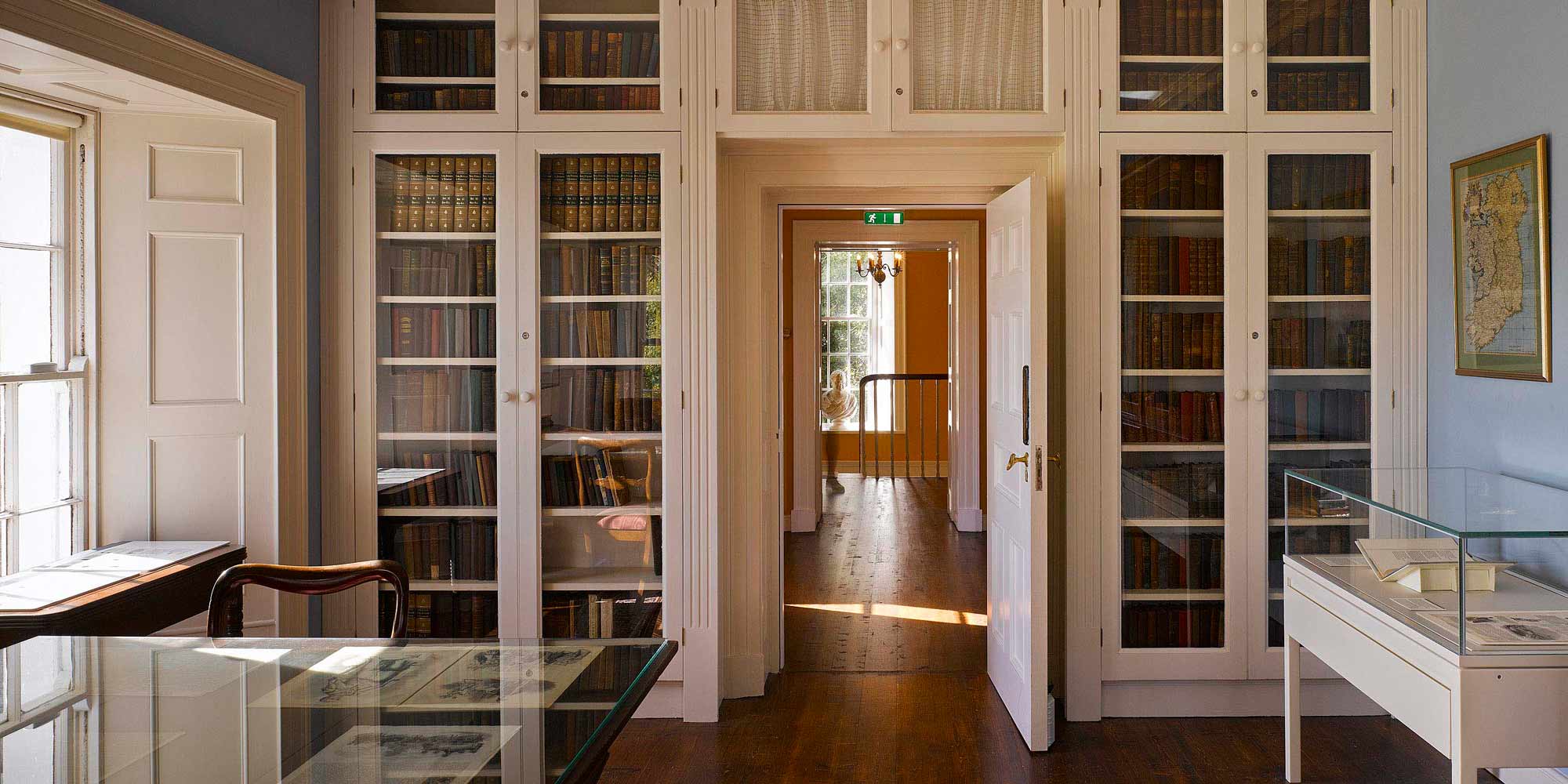 Library with new exhibition cases.