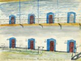 A sketch of the cells in the East Wing of Kilmainham Gaol, painted by Mary Bourke-Dowling in 1923