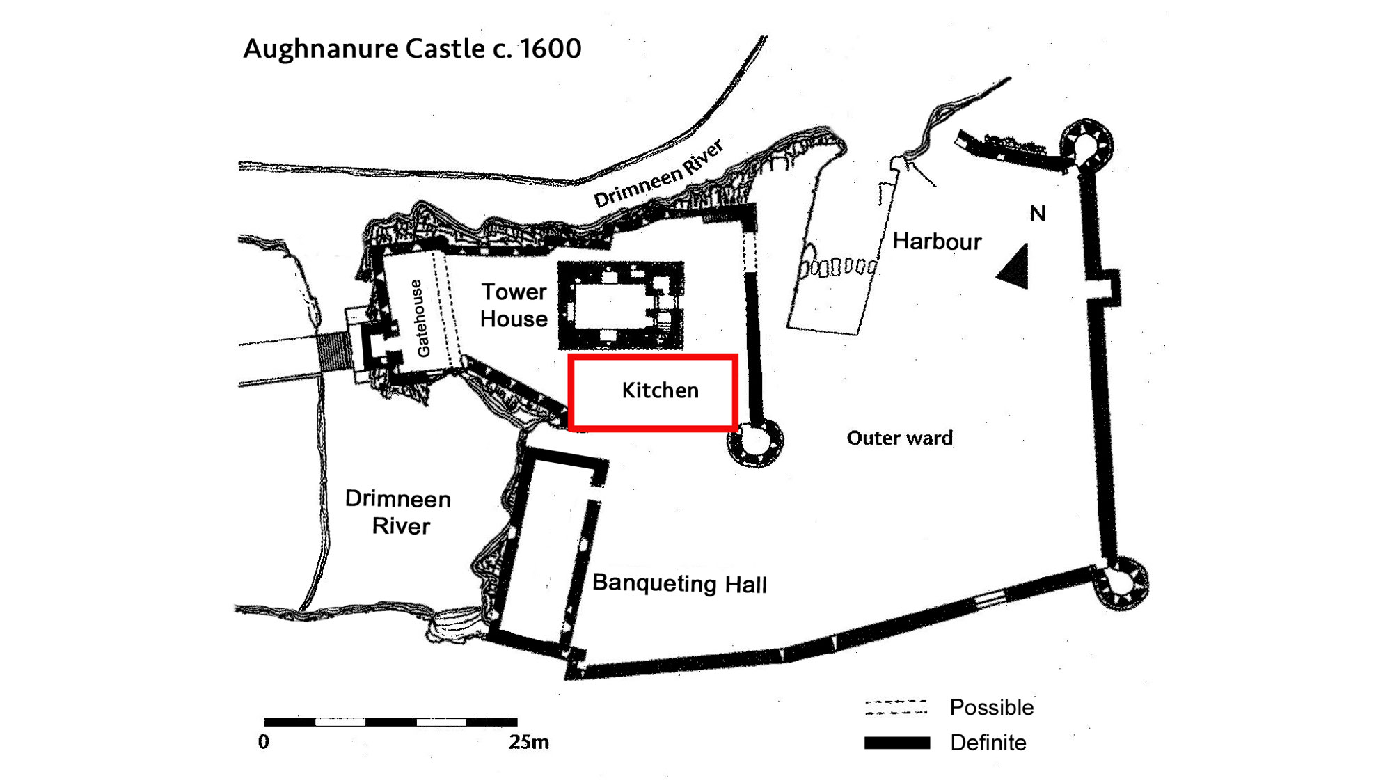 Suggested plan of Aughnanure Castle c. 1600