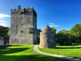 Aughnanure Castle from the south. Note the scars of the roofline on the face of the castle wall.