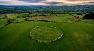 Beltony stone circle at sunset