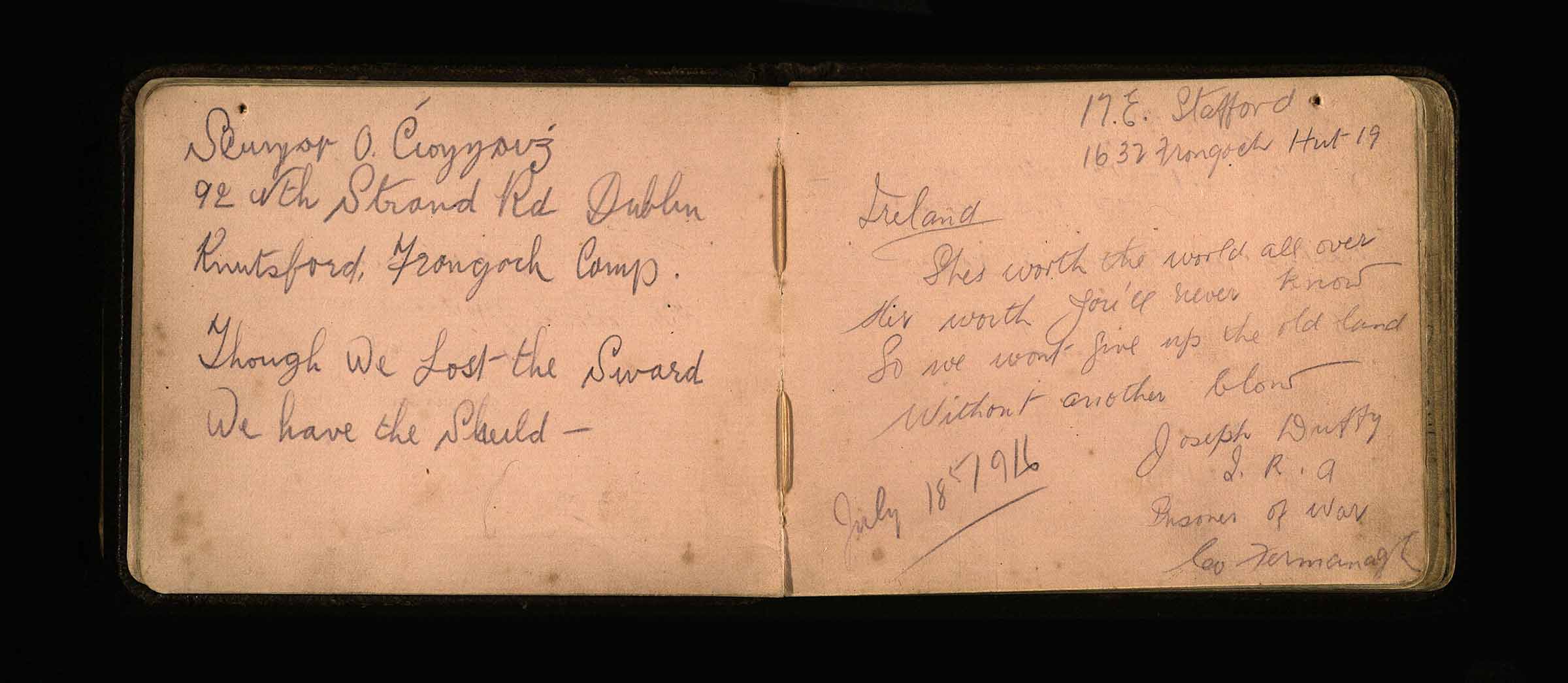 Pages from a Kilmainham Gaol notebook