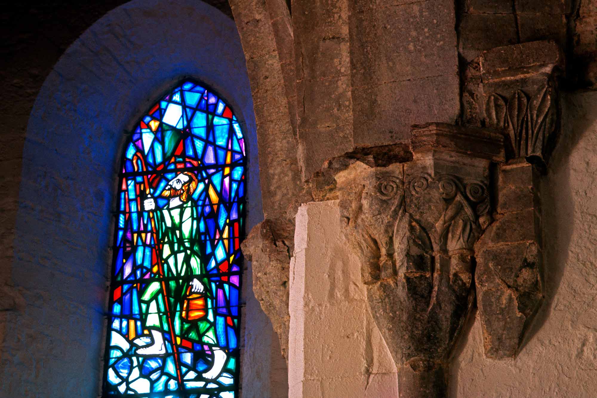 Capital on the transept arch at the crossing