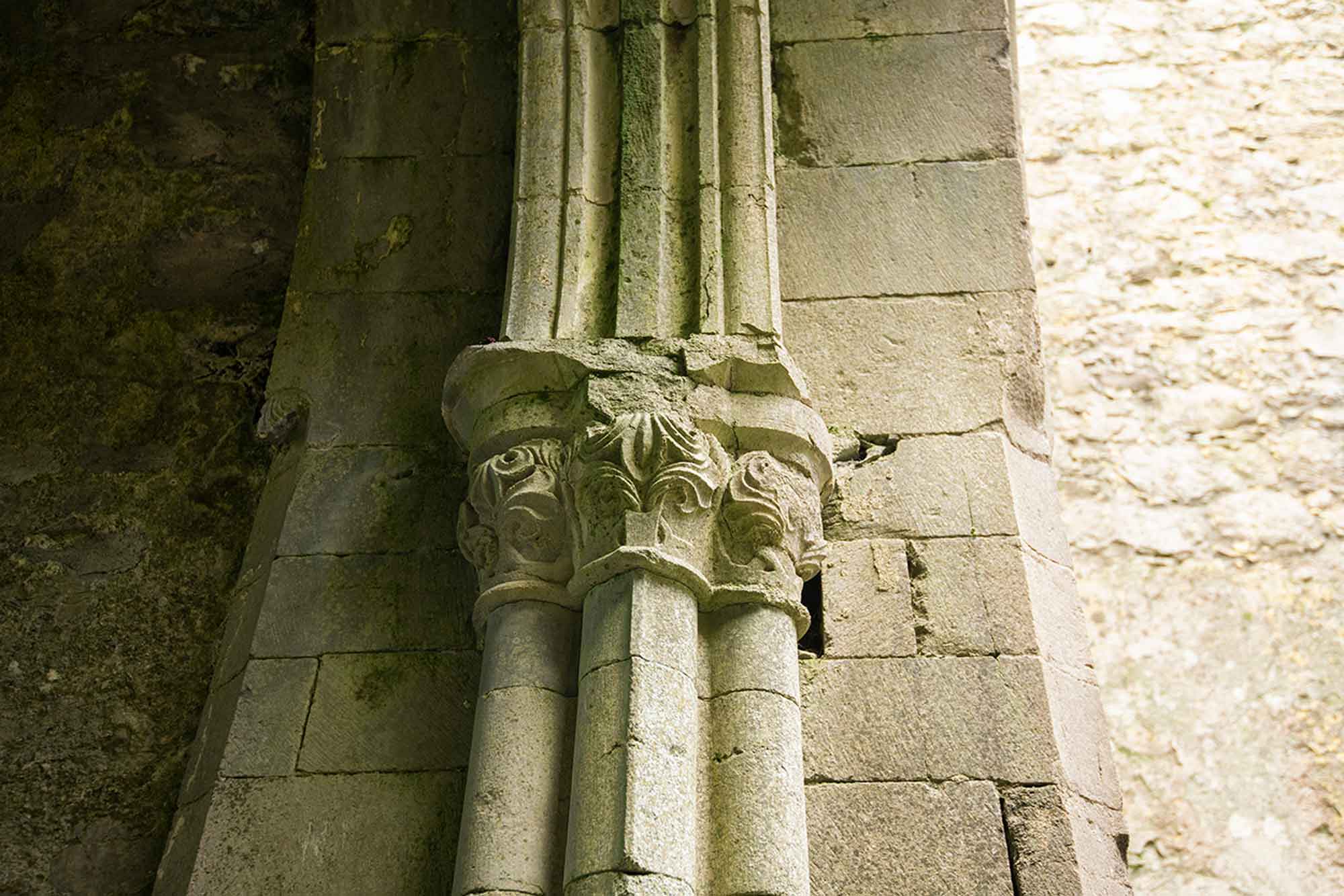 Carved capital at then entrance to north chapel in the south transept
