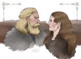 Original illustration of Deise woman and Viking Man by Breanna Kinsella