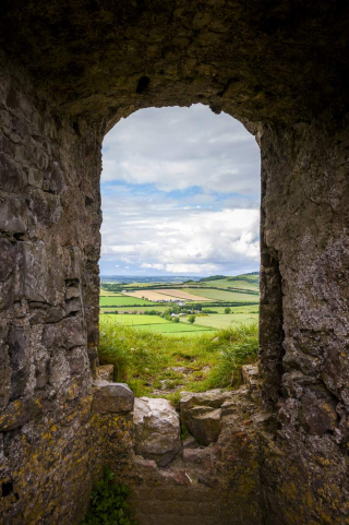 A look out over the landscape from the interior of Dunamase