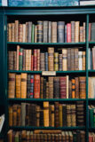 Books in bookshelf with pretty bindings