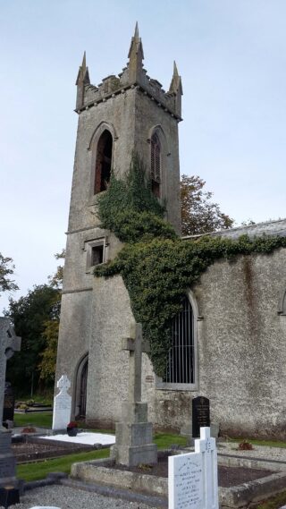 The external view of the church, looking at the bell tower section