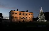 Oldbridge House at Christmas time, a Christmas Tree stands outside