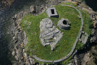 looking at the monument ruins from above.