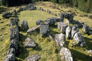 a closer view at the stones that make up deerpark passage tomb.