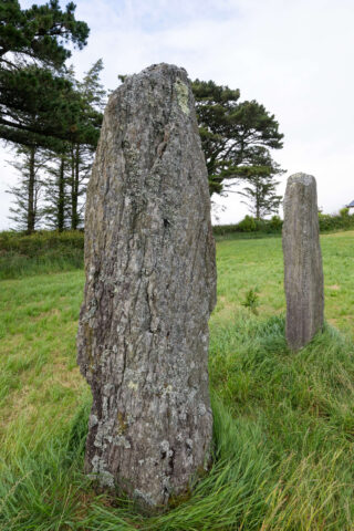 A close up of one of the standing stones, the ridges on the stone visible