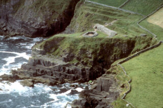 aerial view of the stone fort on the cliff edge