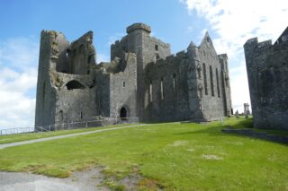 external view of the abbey, perched on a slight incline.