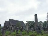 the round tower, church, and graveyard that makes up Kinneigh monastic settlement
