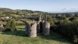 aerial view of Ballinafad castle and the surrounding landscape.