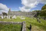 exterior view of the church ruins within the cemetery