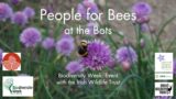Poster for People for Bees event at NBG portrays a bee on a lilac coloured flower