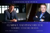 Poster for Clarinet and Piano Recital at Farmleigh on 27 July 2025, containing text details of the event and an image of performers .