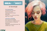 Poster for Dublin Arrt Society's exhibition at Farmleigh House . The poster contains text details to the left and a painting of a young lady to the right