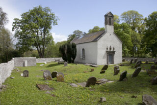 the graveyard that surrounds the exterior of the church