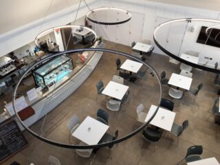 Aerial view of Cafe.