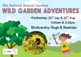 Poster which includes text details for event , animated image of a tree, a girl chasing butterflies with a net and a super imposed image of a bee sitting on a flower.