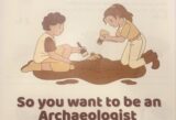 An animated image of 2 children digging