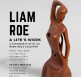 A poster including a sculpture and text details rellating to Liam Roe Exhibition