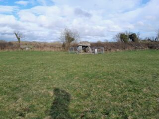 distant view of the tomb within an open field
