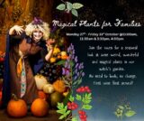 Poster with Halloween seasonal plants and a witch