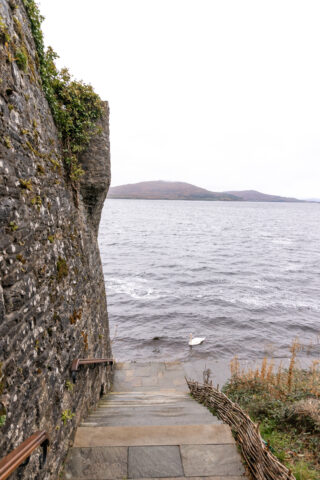Steps to a lake with a swan Steps to a lake with a swan