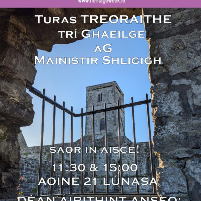 Turais treoraithe de Mhainister Shligigh trí mheán na Gaeilge