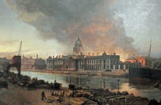 Painting by Archibald McGoogan Photo by Dublin Fire Brigade